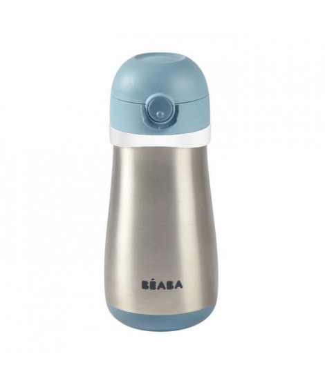 BEABA, Gourde inox 350 ml + anse - windy blue