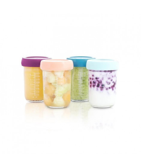 Babymoov Babybols en verre - Pots de conservation hermétiques 4x220 ml