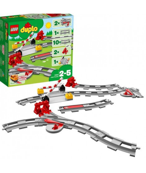 LEGO 10882 DUPLO Town Les Rails du Train Jeu de Construction, Circuit avec Brique d'Action Rouge pour Enfants de 2 - 5 ans_x0…