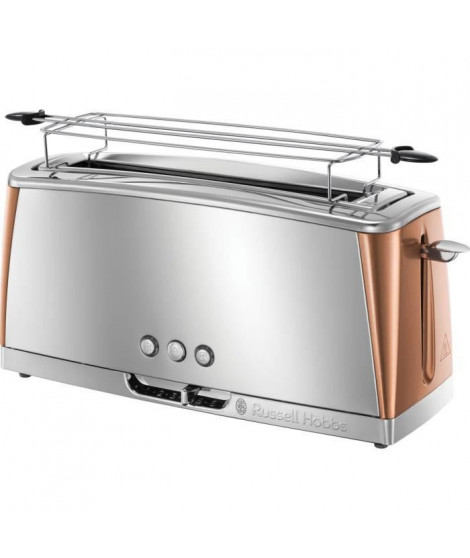 RUSSELL HOBBS 24310-56 Toaster Grille-Pain Luna, Spécial Baguette, Cuisson Rapide, Chauffe Viennoiserie - Cuivre