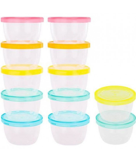 Badabulle Lot de 12 badabowls - Boîtes de conservation gradués 250ml - Surface réinscriptible