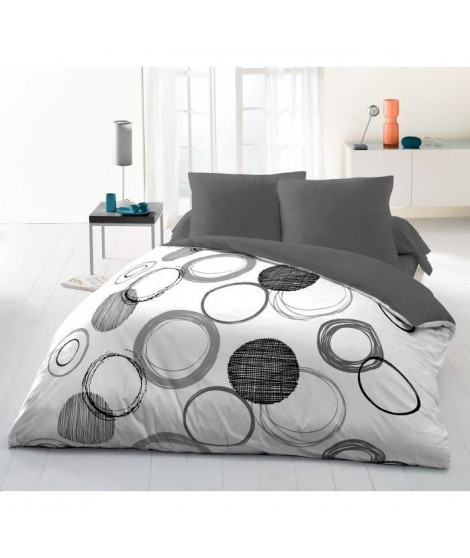 Parure de couette microfibre Audace - 1 housse de couette 220 x 240 cm + 2 taies d'oreiller 63 x 63 cm - Gris clair