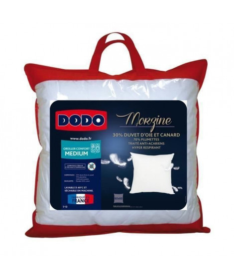 DODO Oreiller Duvet Oie MORZINE Anti-Acariens 65x65cm blanc