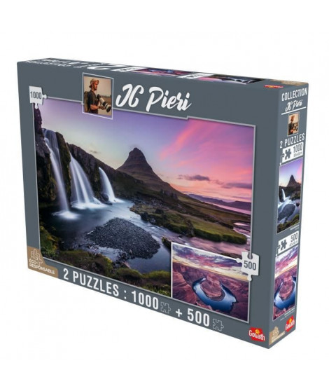 GOLIATH Puzzle Collection JC Pieri - Kirkjuffellsfoss (Islande) et Horseshoe Bend (Etats-Unis)