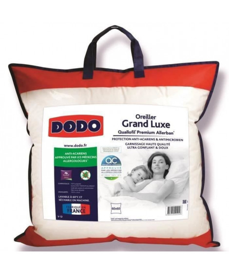 DODO Oreiller grand luxe Quallofil Allerban 60x60 cm blanc