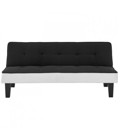 CELIA Banquette Clic-Clac 3 places contemporain capitonné - Simili noir et blanc - L 168 x P 73 x H 71 cm