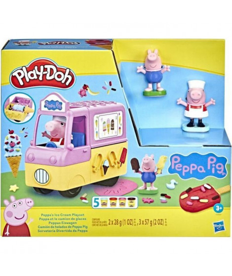 Play-Doh Peppa et le camion de glaces - Figurines Peppa et George et 5 pots de pâte a modeler - Les héros