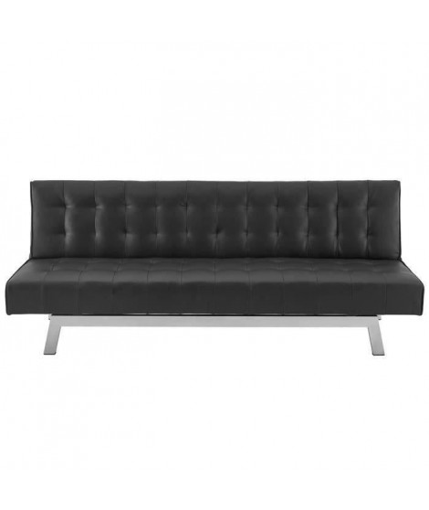 INES Banquette Clic-Clac 3 places contemporain - Simili noir - L 180 x P 74 x H 75 cm