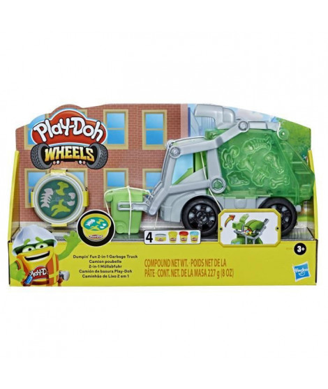 Camion poubelle, avec pâte a imitation ordures et 3 pots de pâte a modeler - PLAY-DOH - Wheels