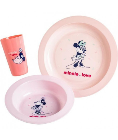 DISNEY Minnie Coffret repas 3 pieces : assiettes, bol et gobelet -