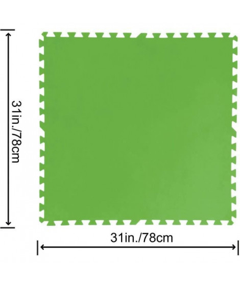 BESTWAY Lot de 9 Dalles de protection de sol en mousse vert 78 x 78 cm ép 4 mm (tapis de sol pour piscine hors sol ou spa gon…