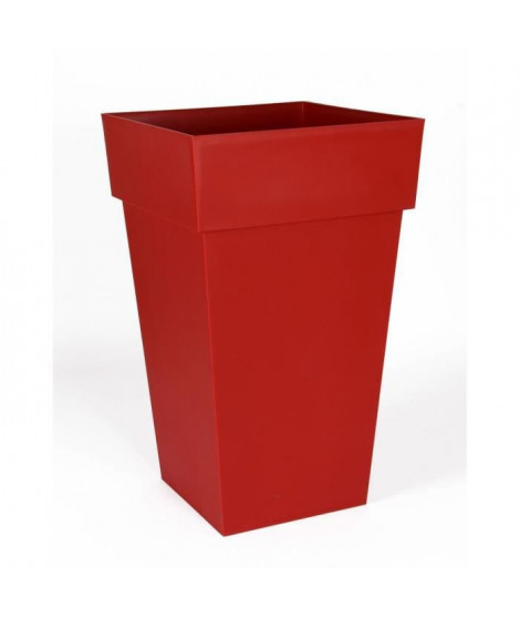 EDA Pot de fleur haut carré Toscane - 39 x 39 x H 65 cm - 62 L - Rouge rubis