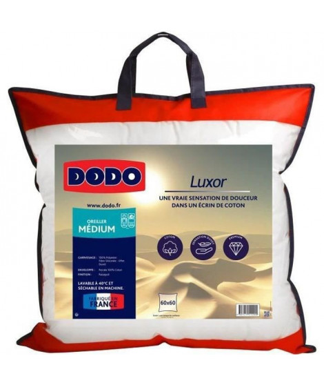 DODO Oreiller LUXOR 60x60 cm - 100% Coton - Effet Duvet