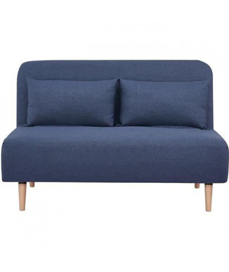 Banquette BZ 2 places - Style scandinave bleu foncé - L 130 x P 90 x 81 cm - DEPLO