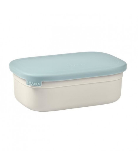 BEABA, Boîte repas enfant en inox, couvercle en silicone et housse de protection, Gris velours et bleu