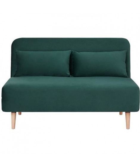 Banquette BZ 2 places - Style scandinave - Velours rose - L 130 x P 90 x 81 cm - DEPLO