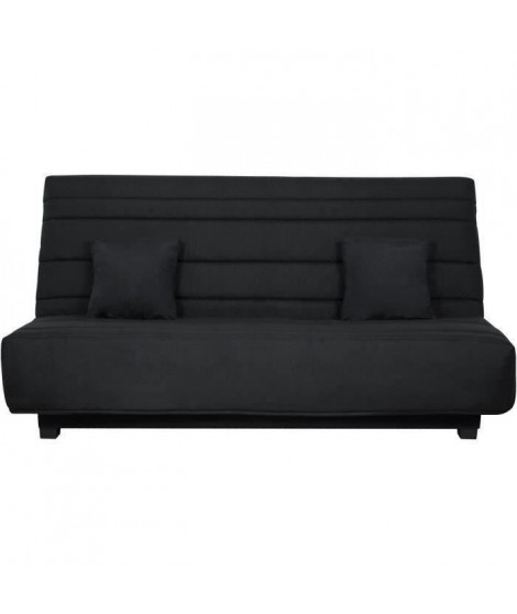 Banquette Clic clac Dunlopillo - Tissu Pearl Noir + 2 coussins Noir - L 194 x P 98 x H 102 cm - ALEX