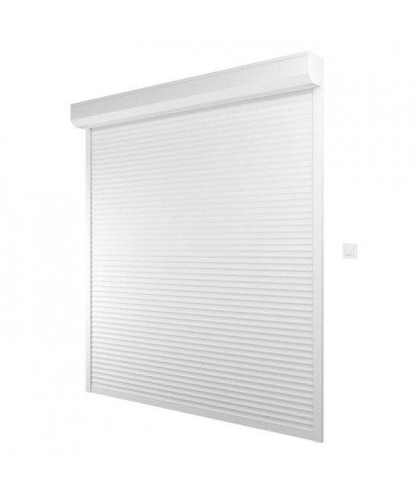 Volet roulant H220 x L240 cm en Aluminium recoupable en largeur et hauteur - Manoeuvre électrique filaire - Coloris blanc -