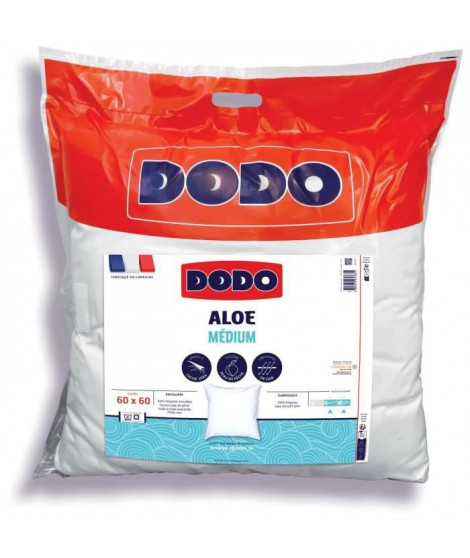 Oreiller Aloé Véra DODO 60/60 Enveloppe 100% Polyester enrichi a l'huile essentielle d'aloé véra Garnissage 100% Polyester Fi…