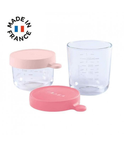 BEABA Lot de 2 portions verre 150ml et 250ml - Pink