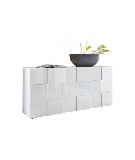 Buffet 3 Portes - Blanc Laqué brillant - L181xP42xH84 cm - MILANO