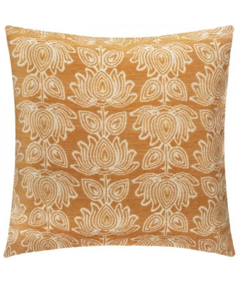 Housse de coussin Chenille fleur - 40 x 40 cm - Jaune ocre