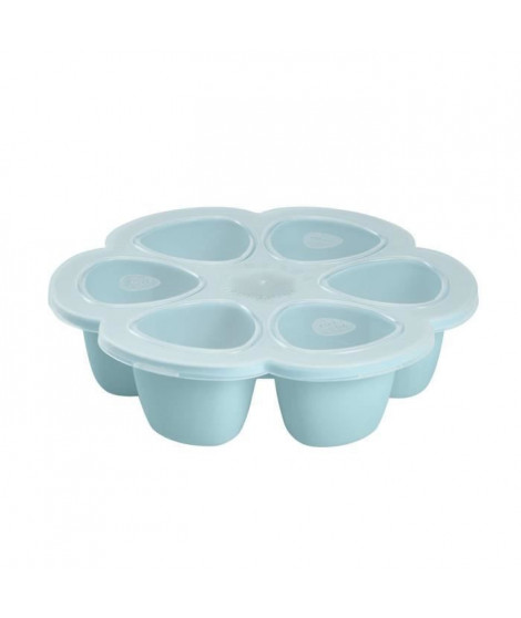 BEABA,Multiportions Silicone de qualité premium,Résistance thermique,6 alvéoles indépendantes,Fabriqué en Italie, 6x90 ml blue