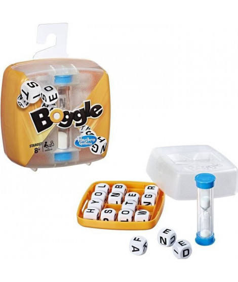 Boggle - Hasbro Gaming - Jeu de societe de voyage - Jeu de reflexion rapide