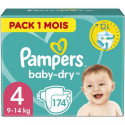 PAMPERS Baby-Dry Taille 4, 9-14 kg - 174 Couches - Pack 1 Mois