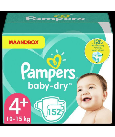 PAMPERS Baby Dry Taille 4+ - 10 a 15kg - 152 couches - Format pack 1 mois