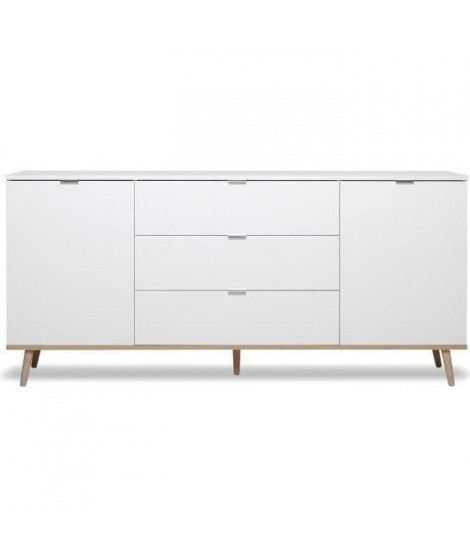 GÖTEBORG Buffet bas - Style scandinave - Décor chene et blanc - L 180 cm