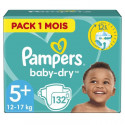 PAMPERS Baby Dry Taille 5+ - 12 a 17kg - 132 couches - Format pack 1 mois