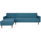 Canapé d'angle 3 places réversible - Tissu bleu - Pieds en bois - L 286 x P 169 x H 80 cm - IMANIA