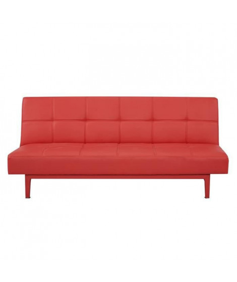 Banquette convertible Clic-clac 2 places - Simili Rouge - L 178 x P 89 x H 78 cm - JENNY