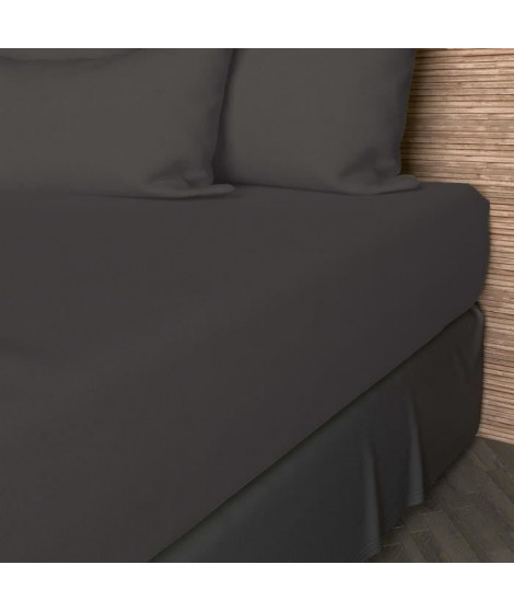 SOLEIL D'OCRE Drap housse 160x200 cm en coton 57 Fils - Anthracite