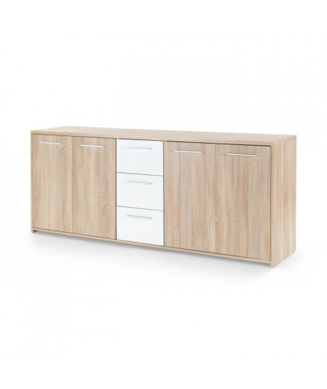 FINLANDEK Buffet bas PILVI contemporain décor chene sonoma et blanc mat - L 179 cm