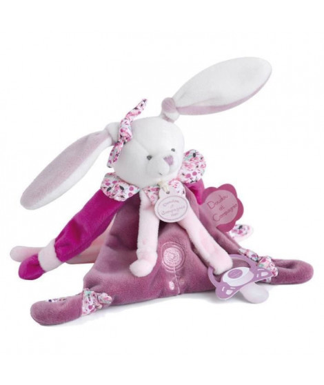 DOUDOU ET COMPAGNIE Cerise et Petit Chou - Attache-sucette Velcro Cerise Le Lapin