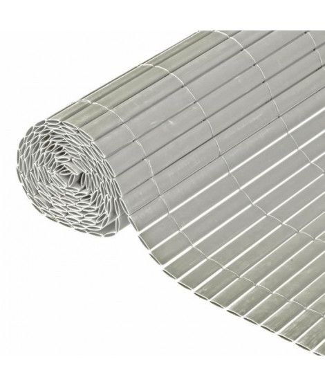 NATURE Canisse double face PVC - 1500 g/m² - Set de fixation - Gris - 1 x 3 m