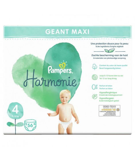 PAMPERS Harmonie - Taille 4 - 56 Couches