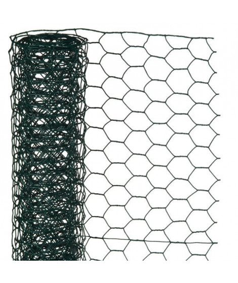 NATURE Maille hexagonale en acier galvanisé plastifié vert - Ø 13 mm - 1x2,50 m