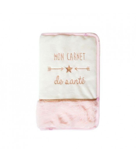 DOMIVA Protege carnet de santé Jolly - Coton/Polyester - Fermeture zip - Blanc/Rose - 17 x 26 cm