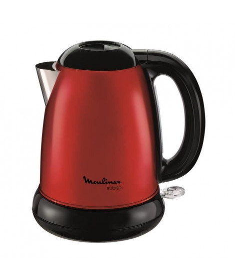 MOULINEX BY540510 Subito Bouilloire électrique, 1,7 L, Inox, Bouilloire sans fil, Base 360°, Niveau d'eau visible- Rouge