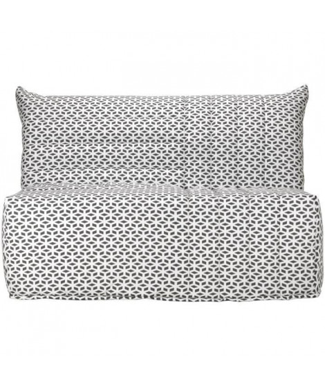 COMFORT BULTEX Banquette BZ 3 places - Tissu noir et blanc - Made in France - L 142 x P 101 cm - BECCI