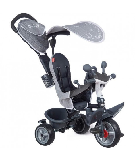 Smoby - Tricycle Baby Driver Plus Gris - Vélo Evolutif Enfant Des 10 Mois - Roues Silencieuses - Frein de Parking