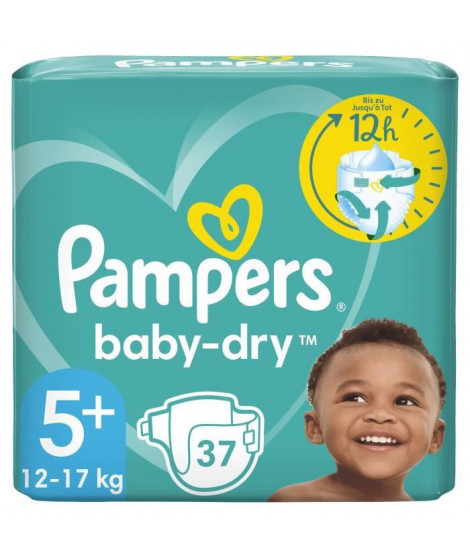 PAMPERS Baby-Dry Taille 5+ - 37 Couches