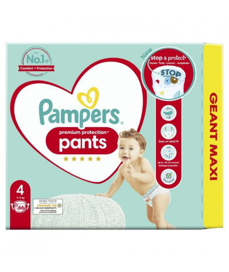 PAMPERS Premium Protection Pants Taille 4 - 66 Couches-culottes