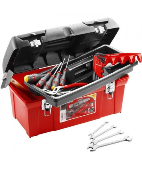 Caisse a outils FACOM + 20 outils - 5 Tournevis Protwist + 9 Clés mâles + 4 Clés a fourche + Marteau rivoir + Pince - TBX1M.PB