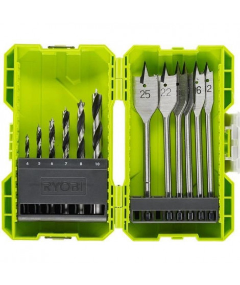 RYOBI Coffret antichocs perçage bois 12 access