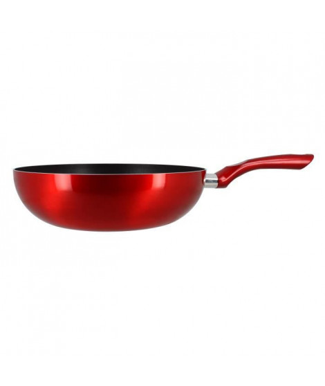 TheKitchenette Wok 28 cm - Rouge - Aluminium - Tous feux dont induction