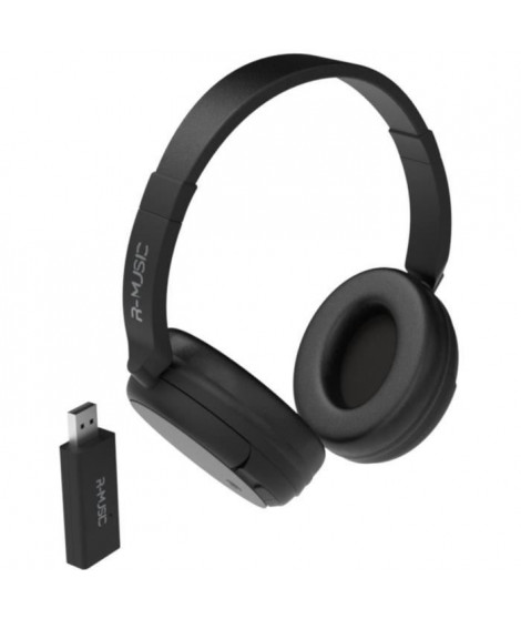 R-MUSIC RM311012 Casque TV sans fil - Transmetteur USB - Noir